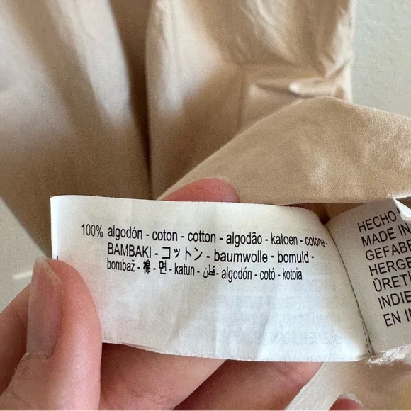 Zara Poplin Midi Dress Womens‎ Large Tan Minimalist Boho Embroidered Vacation - Picture 5 of 10